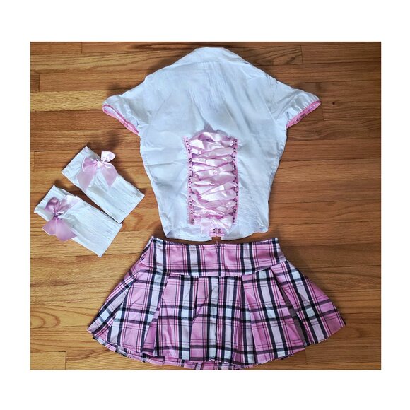 Leg Avenue School Girl Costume XS – Plaid Skirt & Crop Top – Halloween Cosplay - Picture 2 of 5